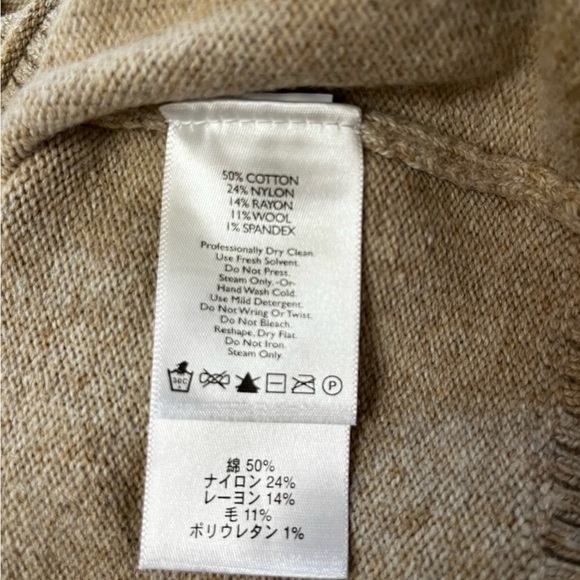 Eddie Bauer Tan Rib Knit V-Neck Sweater Medium Minimalist Cozy Neutral Pullover - Picture 5 of 8